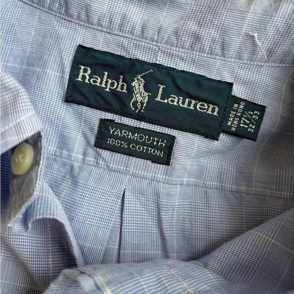 Ralph Lauren Yarmouth 100% Cotton Lighter Blue Men's Size 17 1/2 - Picture 5 of 8